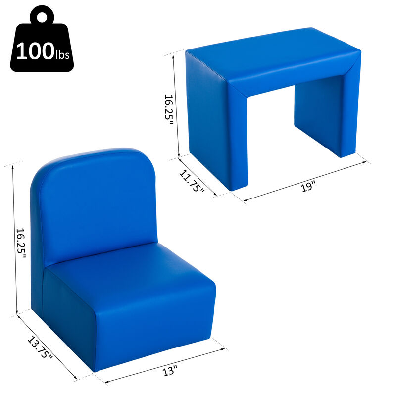 2-in-1 Kids Table & Sofa Chair Set Toddler Seat Armchair Desk Children Lounge - Blue