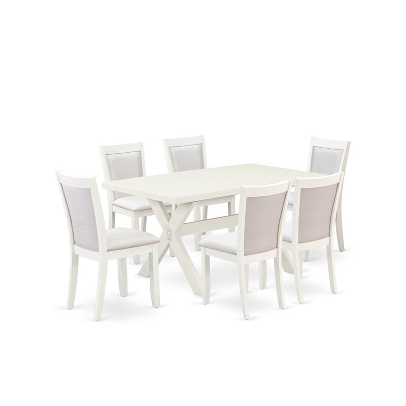 East West Furniture X026MZ001-7 7Pc Dining Set - Rectangular Table and 6 Parson Chairs - Multi-Color Color