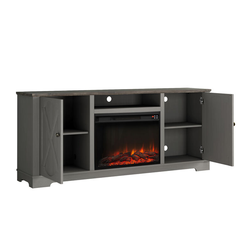FESTIVO 70" Farmhouse TV Stand with Fireplace, Fits up to 75" TV