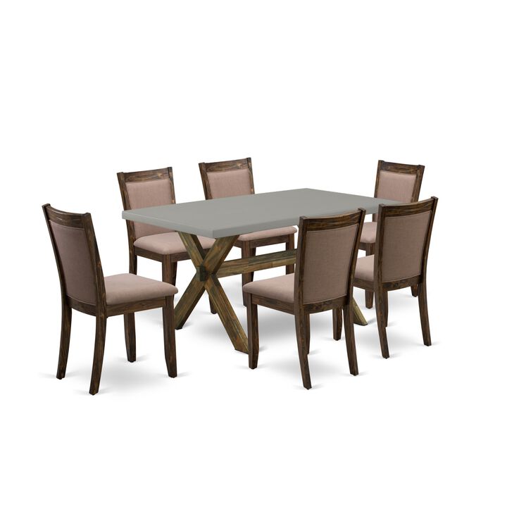 East West Furniture X796MZ748-7 7Pc Dining Set - Rectangular Table and 6 Parson Chairs - Multi-Color Color