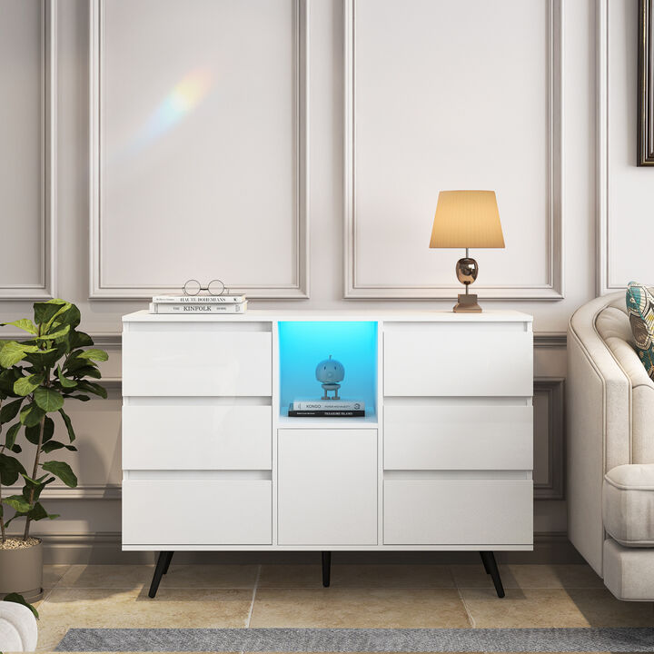 White High Gloss Sideboard with LED Light