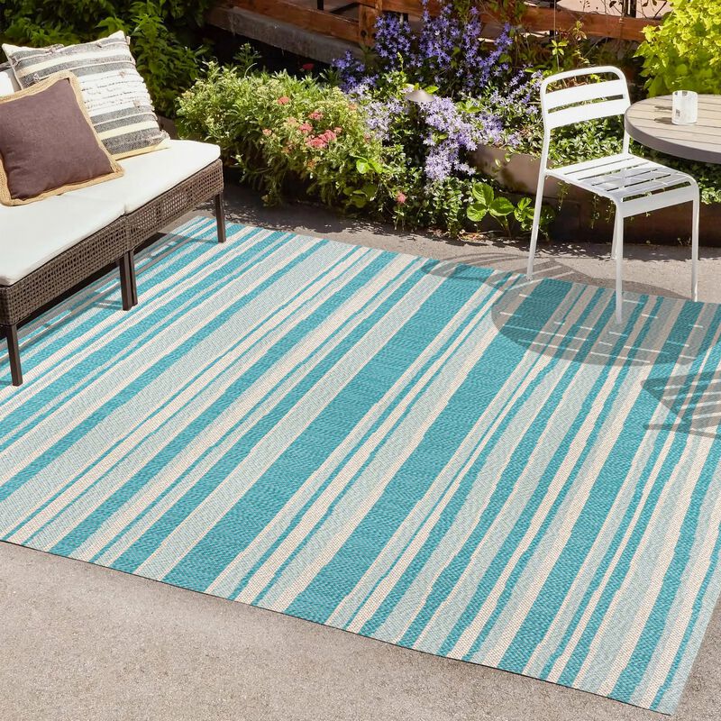 Castara Wavy Stripe Modern Indoor/Outdoor Area Rug