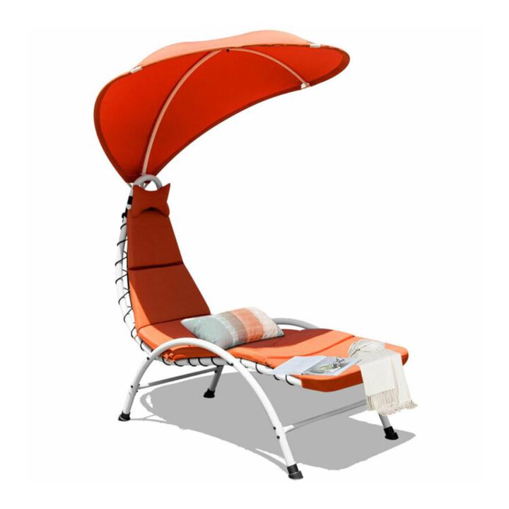 Hivvago Patio Hammock Chaise Lounger Chair with Canopy