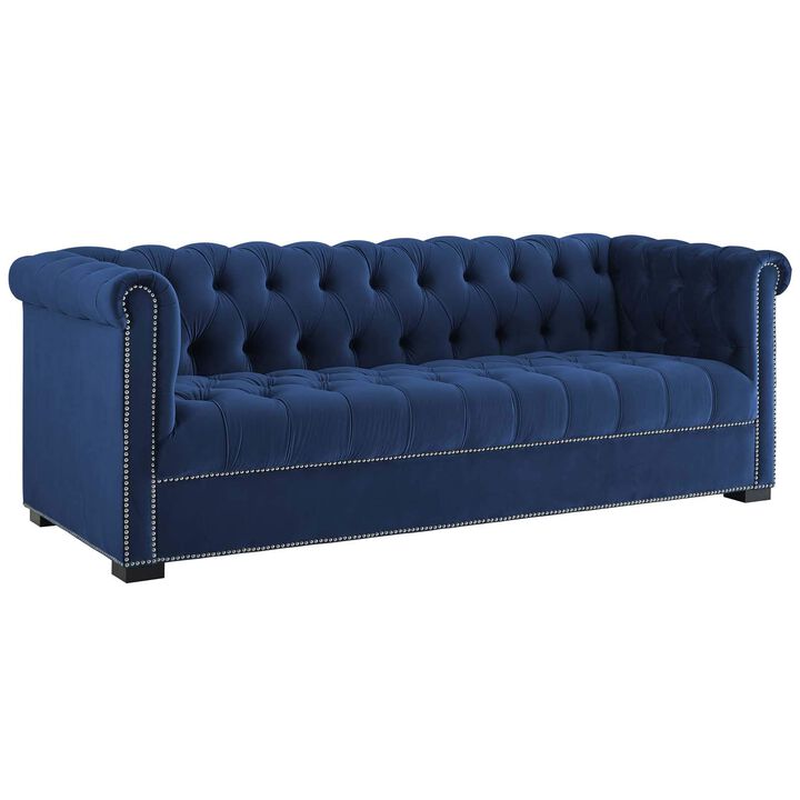 Heritage Upholstered Velvet Sofa - Midnight Blue