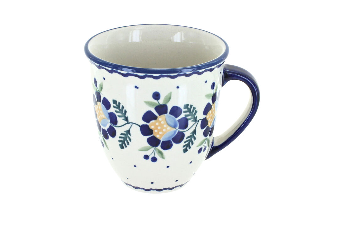 Blue Rose Polish Pottery Floating Fern Breakfast Mug