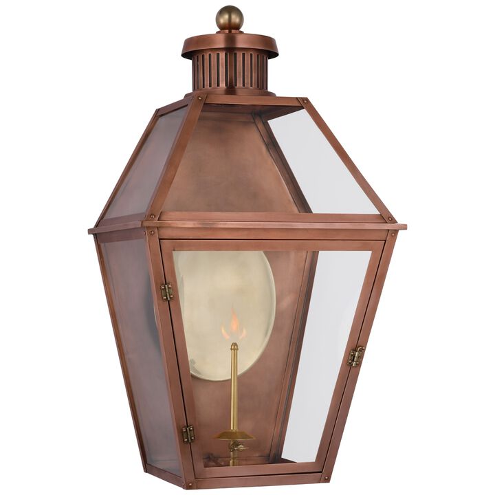 Stratford Large 3/4 Gas Wall Lantern in Soft Copper with Clear Glass