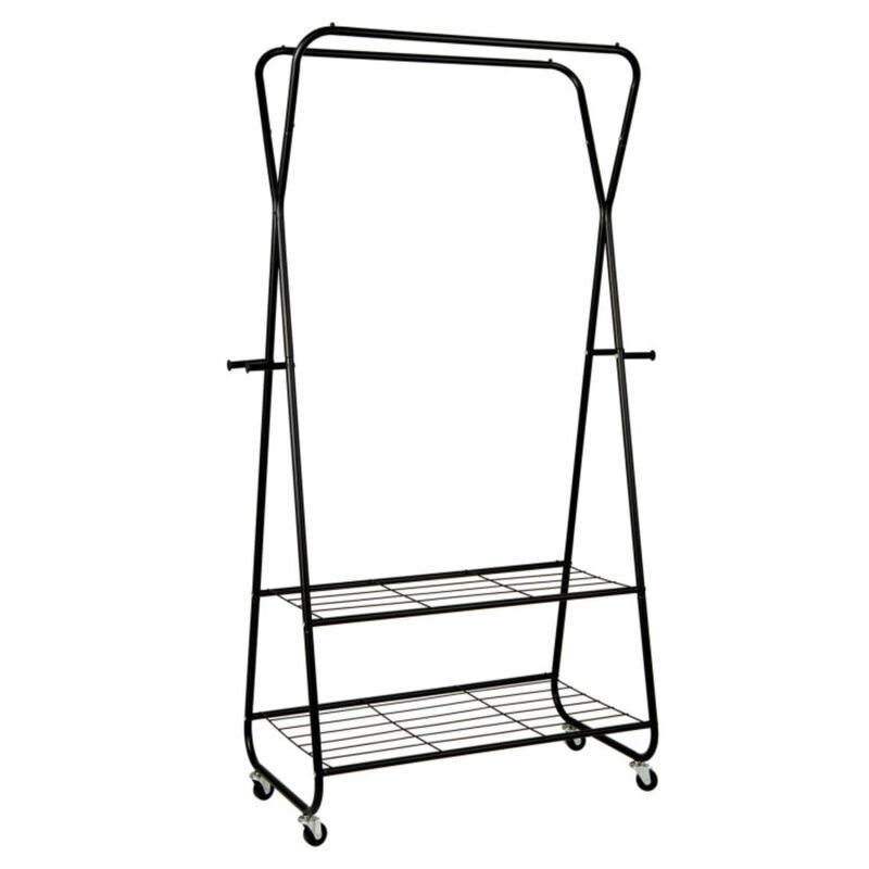 Hivvago Heavy Duty Clothes Rack on Wheels with Shelves