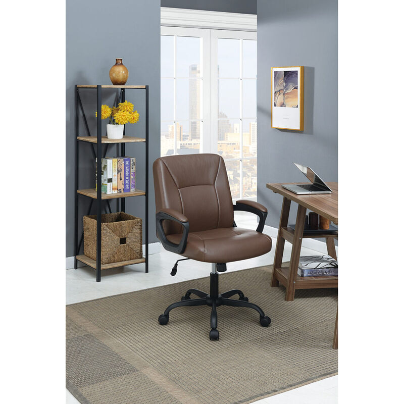 Relax Cushioned Office Chair 1 Piece Brown Color Upholstered Seat Back Adjustable Chair Comfort