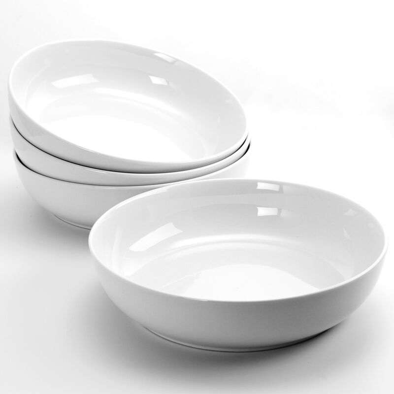 Gibson Home Extra Wide 8.5 in. Stoneware Dinner and Serving Bowls in White, Set of 4