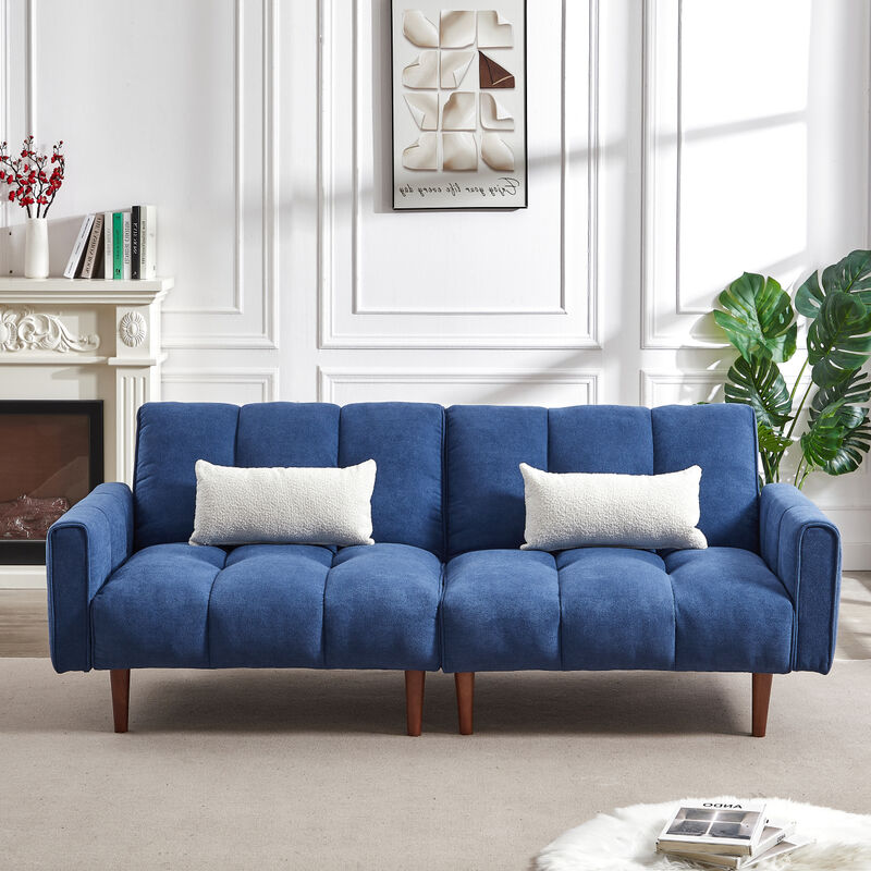 Modern Blue Convertible Futon with Adjustable Couch