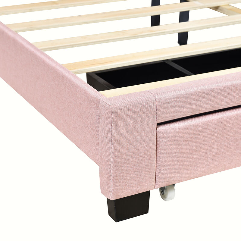 Merax Storage Bed Linen Upholstered Platform Bed