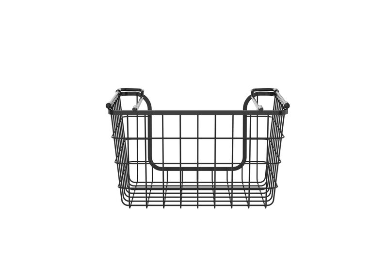 Oceanstar Stackable Metal Wire Storage Basket Set for Pantry, Countertop, Kitchen or Bathroom – Black, Set of 3