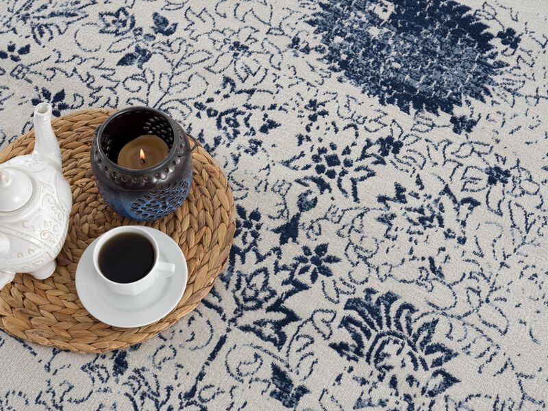 Havana Contemporary Transitional Blue Navy Indoor Area Rug