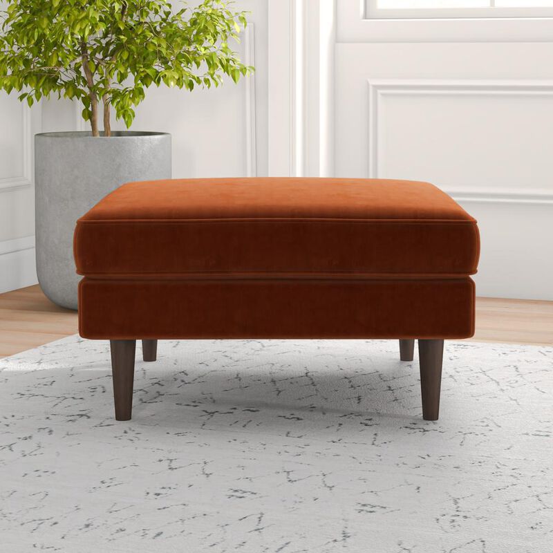 Ashcroft Furniture Co Amber Mid-Century Modern Square Upholstered Ottoman