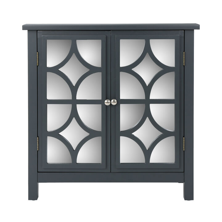 Firwood Mirror Finished Double Door Cabinet, Charcoal Grey