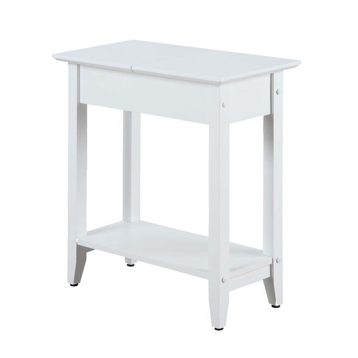 Convenience Concepts American Heritage Flip Top End Table with Shelf, White