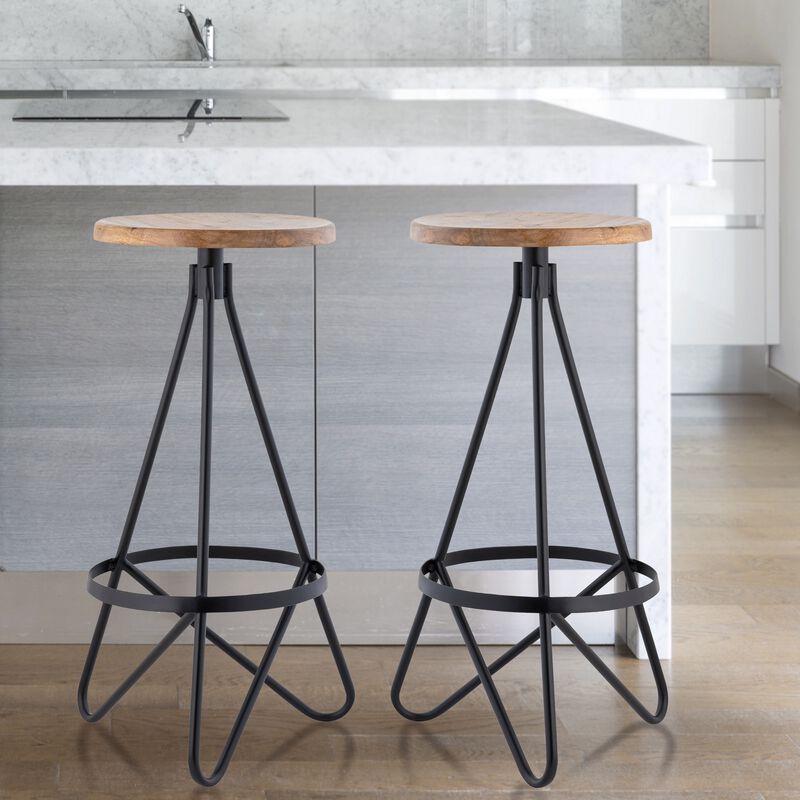 Spiroa 30" Modern Industrial Metal Backless Circular Bar Stool