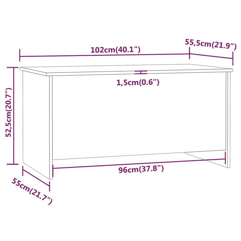 Coffee Table Smoked Oak 40.2"x21.9"x20.7" Engineered Wood