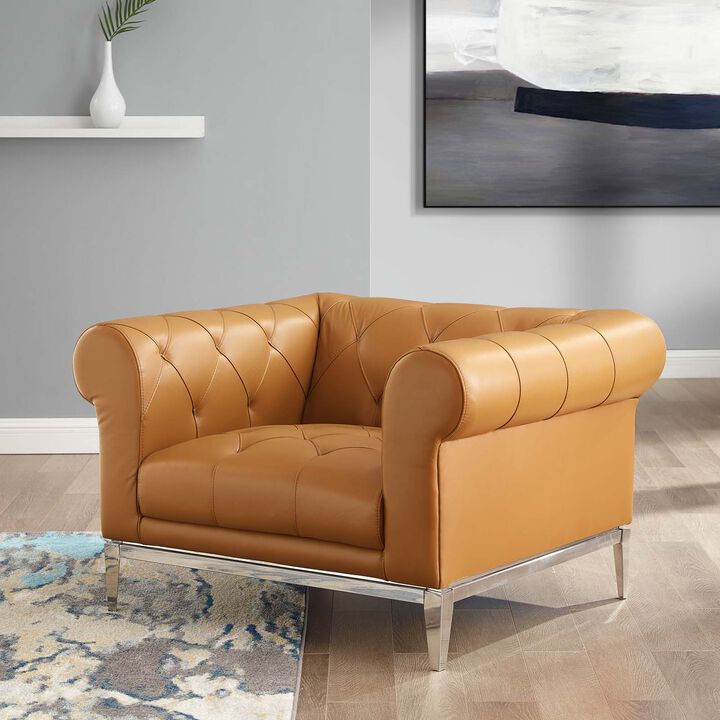 Idyll Tufted Button Upholstered Leather Chesterfield Armchair