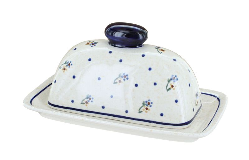 Blue Rose Polish Pottery Petite Bouquet Butter Dish