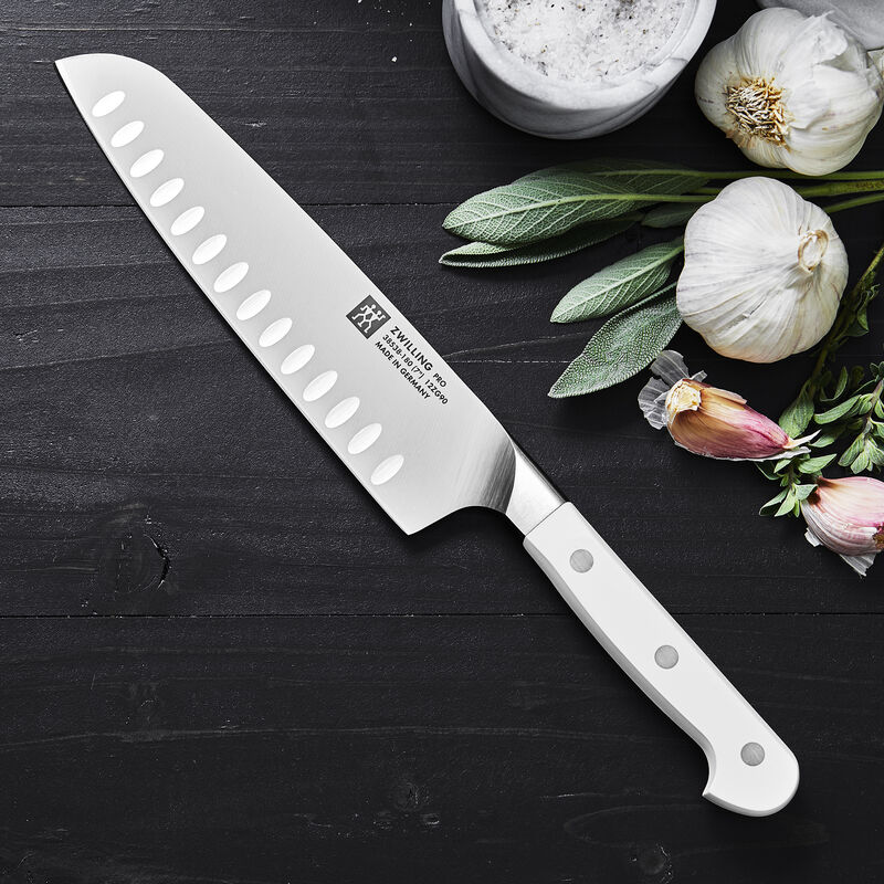 ZWILLING Pro Le Blanc 7-inch Hollow Edge Santoku Knife