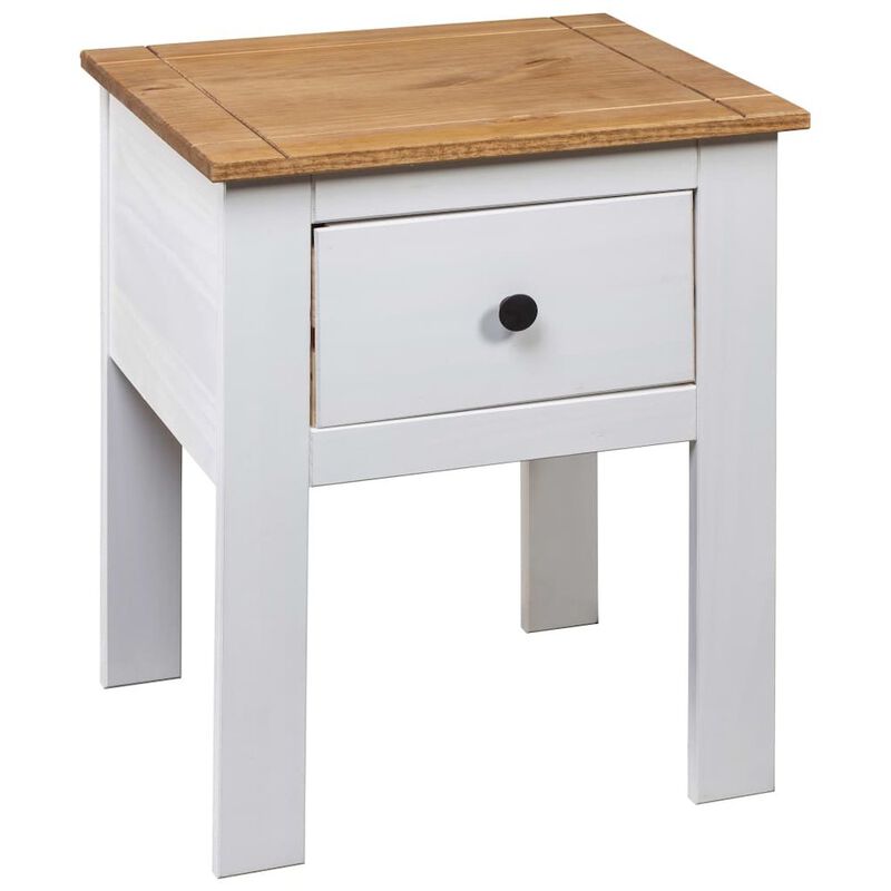 Bedside Cabinet White 18.1"x15.7"x22.4" Pine Panama Range