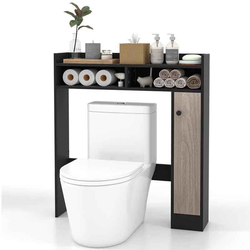 Costway Over the Toilet Bathroom Cabinet Floor Storage Organizer with Adjustable Shelves White