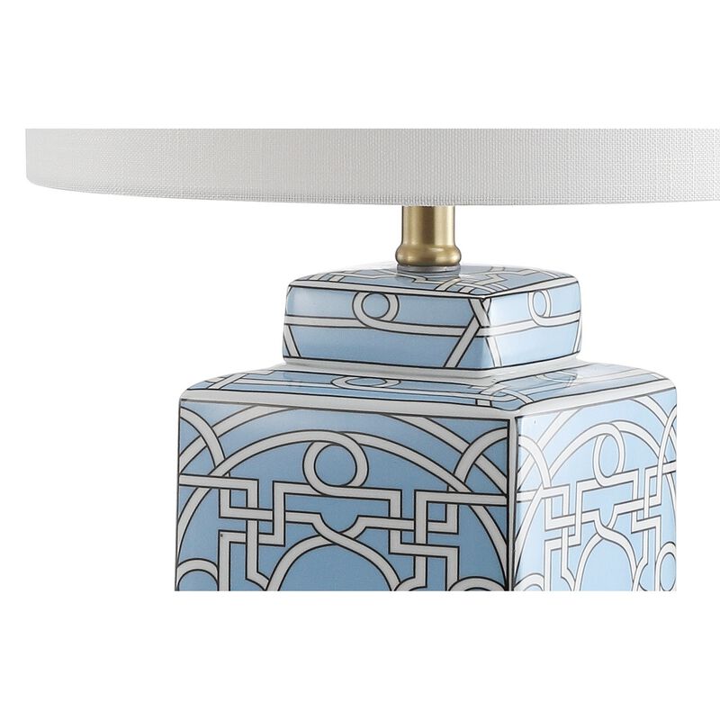 Catherine 22" Ceramic/Metal Ginger Jar LED Table Lamp, Blue/White