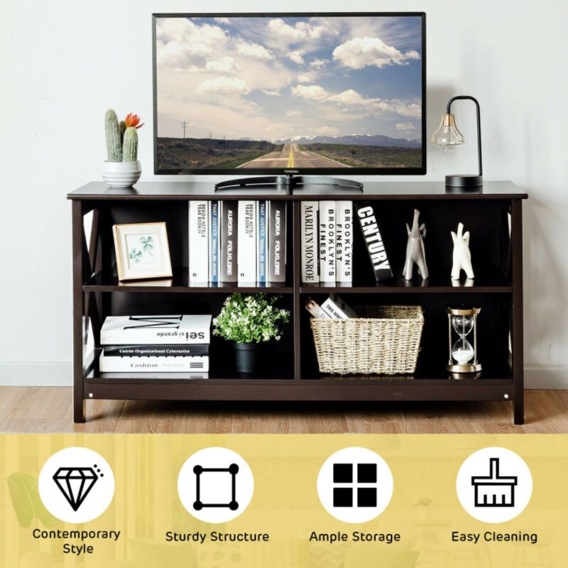 Hivvago Wooden TV Stand Entertainment for TVs up to 55 Inch with X-Shaped Frame