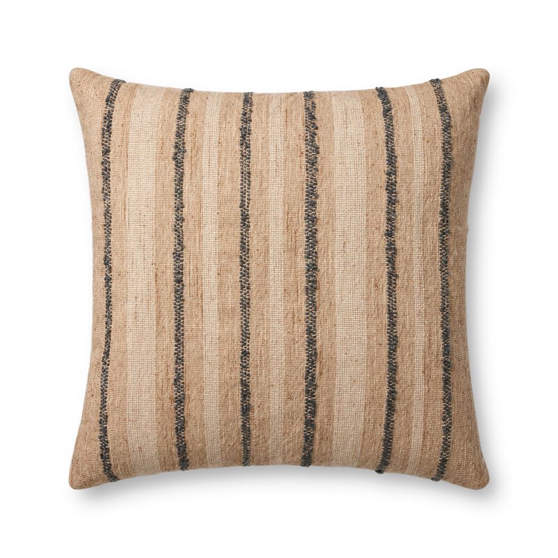 Elowen PAL0038 Natural/Blue 22''x22'' Polyester Pillow by Amber Lewis x Loloi, Set of Two