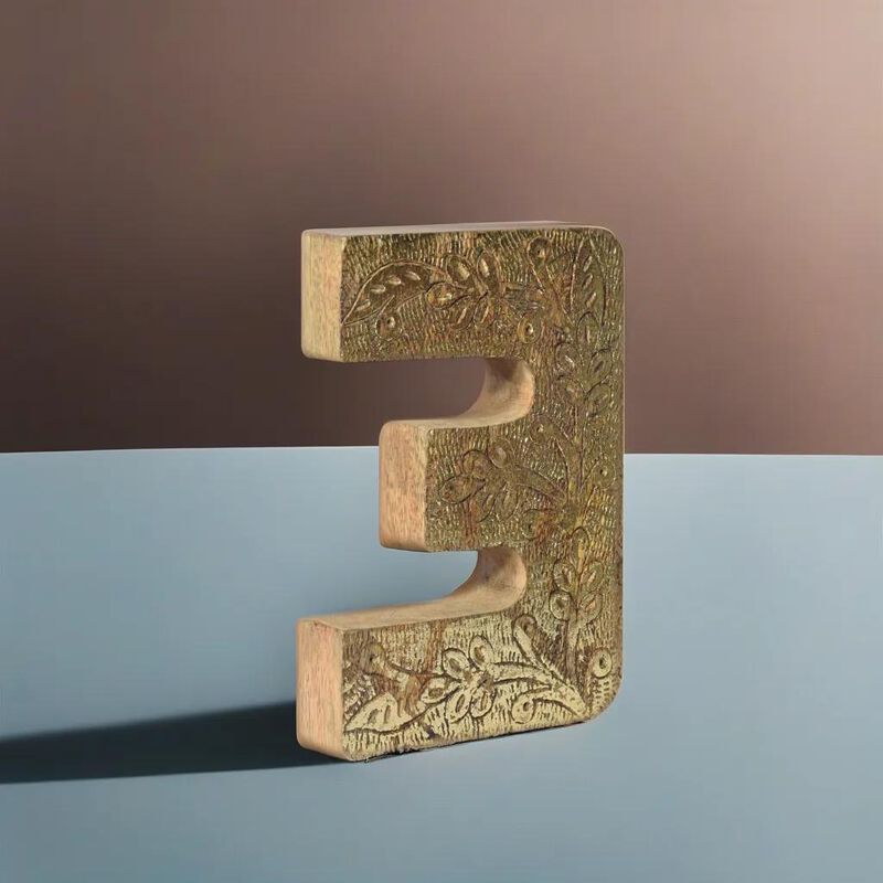 Vintage Natural Gold Handmade Eco-Friendly "3" Numeric Number For Wall Mount & Table Top Décor