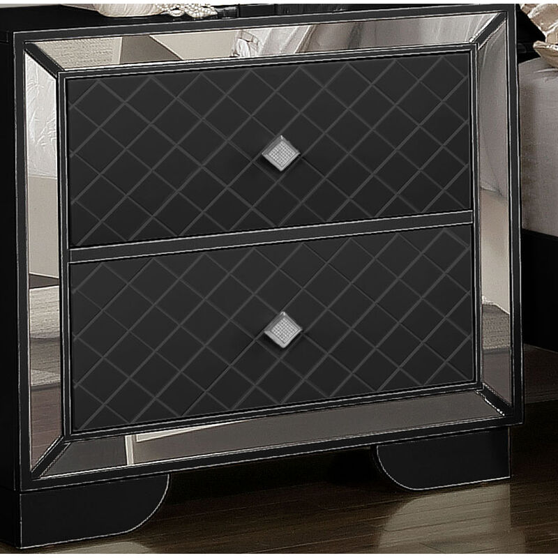 Madison Upholstery Nightstand Made with Wood in Black Color