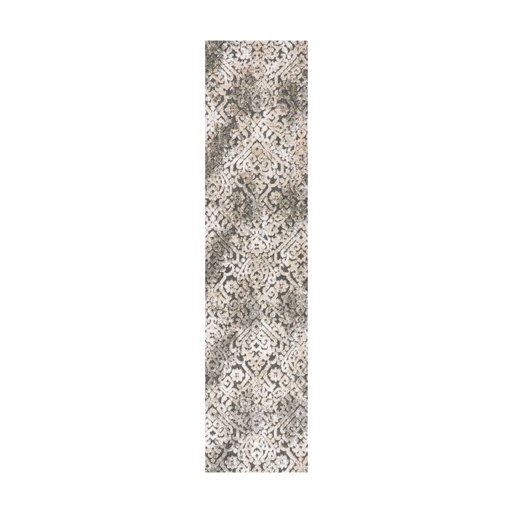 Duenas High-Low Shabby Damask Area Rug