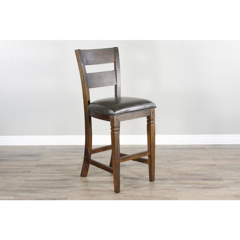 Sunny Designs Bar Homestead Ladderback Barstool, Cushion Seat