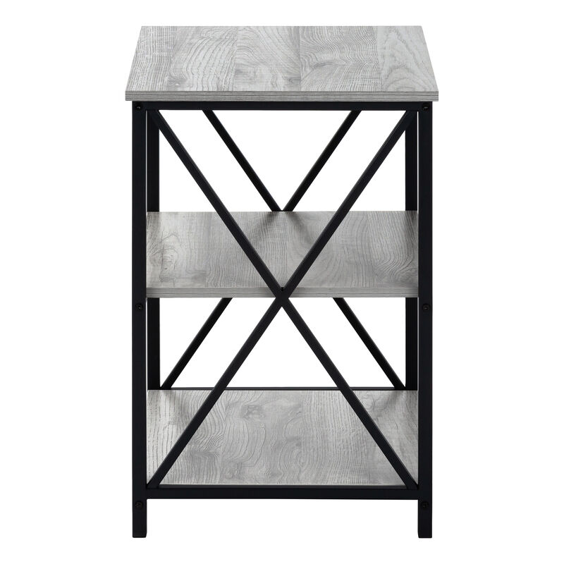 Monarch Specialties I 3596 Accent Table, Side, End, Nightstand, Lamp, Living Room, Bedroom, Metal, Laminate, Grey, Black, Contemporary, Modern