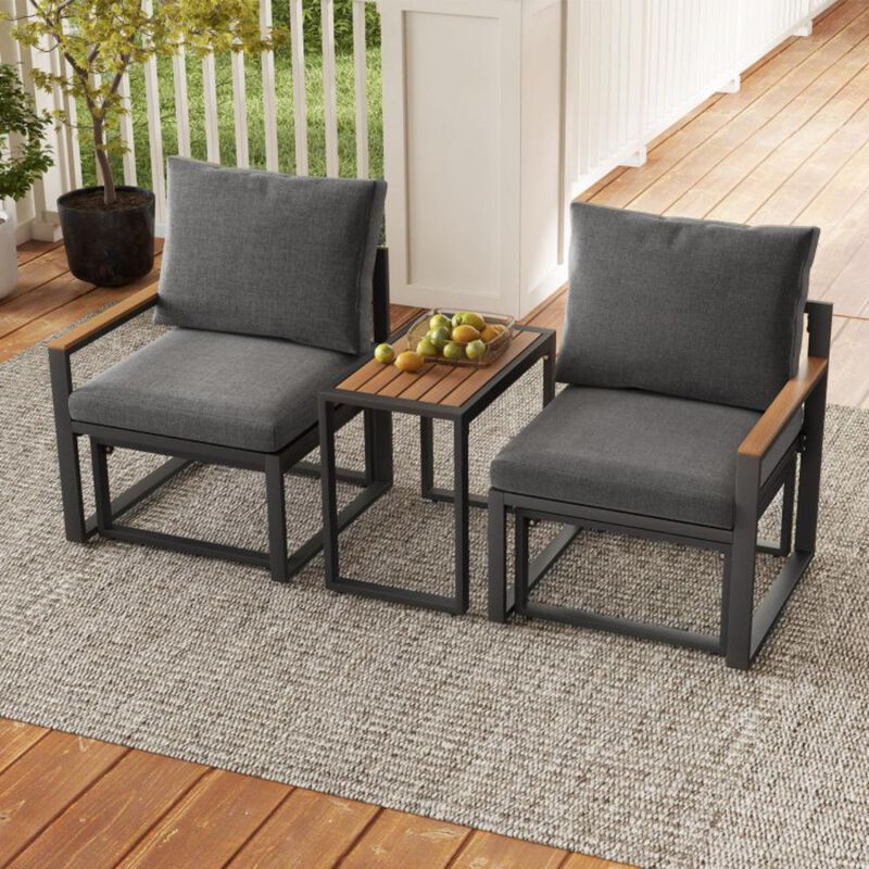 Hivvago 5 Pieces Aluminum Frame Weatherproof Outdoor Conversation Set with Soft Cushions