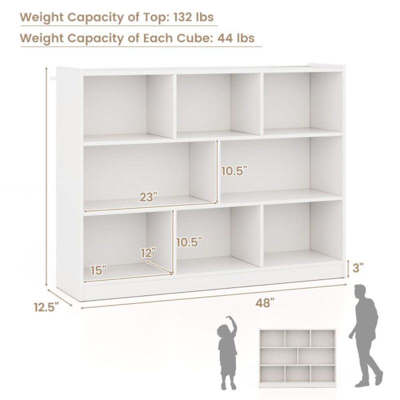 Hivvago 3-Tier Open Bookcase 8-Cube Floor Standing Storage Shelves Display Cabinet