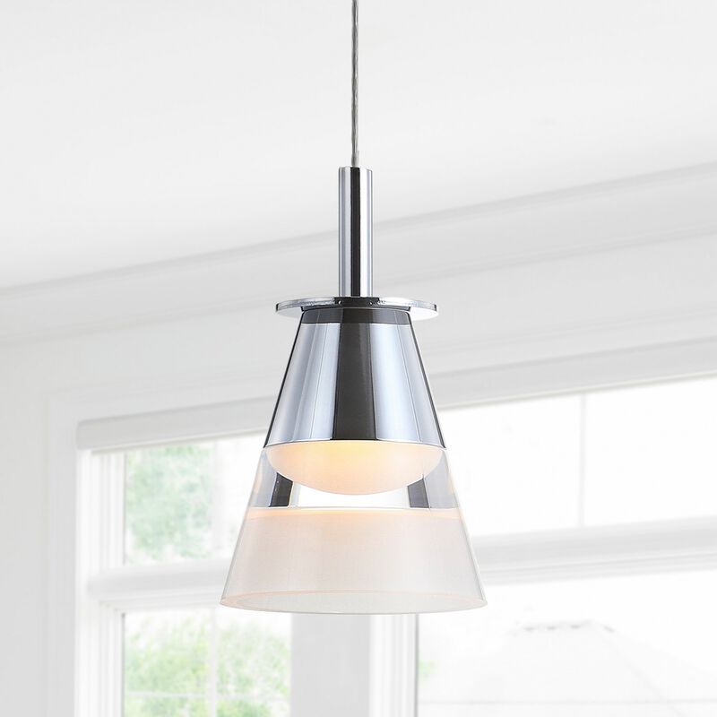 Alain 5" 1-Light Adjustable Metal Integrated LED Pendant, Chrome