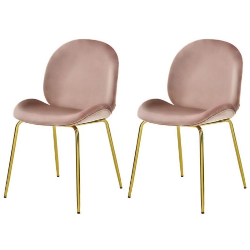 Set of 2 Velvet Accent Chairs with Gold Metal Legs