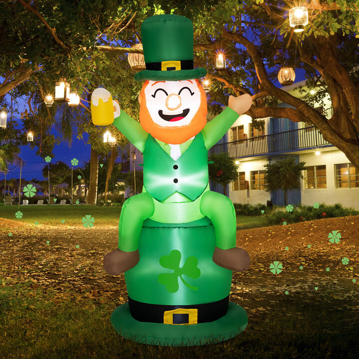 5 Feet St Patrick's Day Inflatable Decoration Leprechaun Sitting on Hat