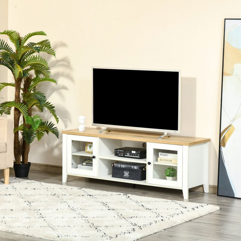 White Living Room Center: Modern TV Stand with Storage for 60" Screens