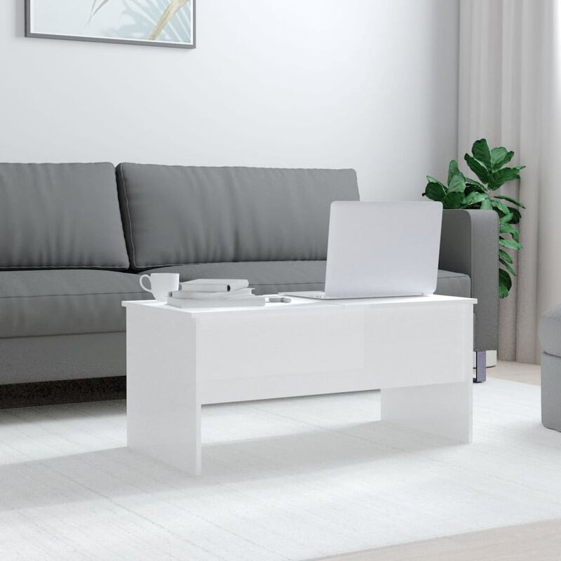 Coffee Table High Gloss White 40.2"x19.9"x18.3" Engineered Wood