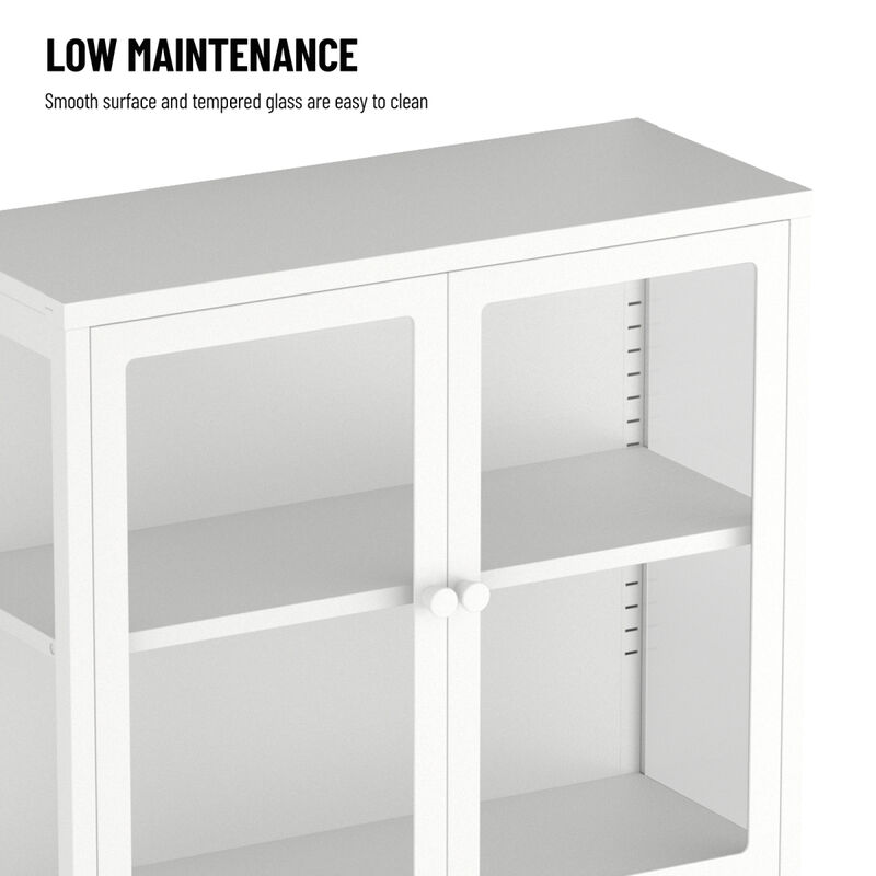 White Steel Storage Cabinet with Adjustable Shelves