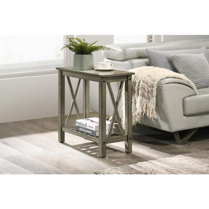 New Classic Furniture Furniture Eden 1-Shelf Contemporary Solid Wood End Table in Gray