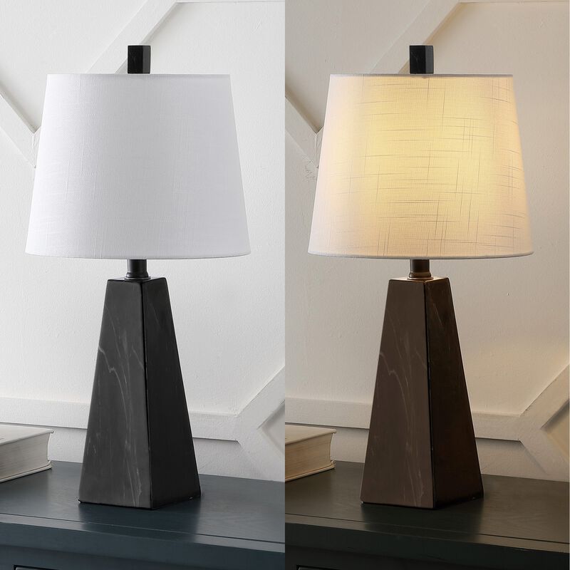 Owen 20.5" Contemporary Resin LED Table Lamp, Black Marble Finish (Set of 2)