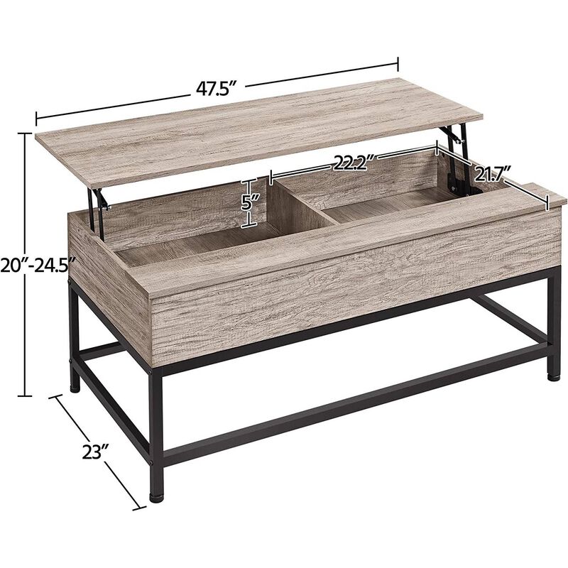 Hivvago Modern Metal Wood Lift-Top Coffee Table Sofa Laptop Desk