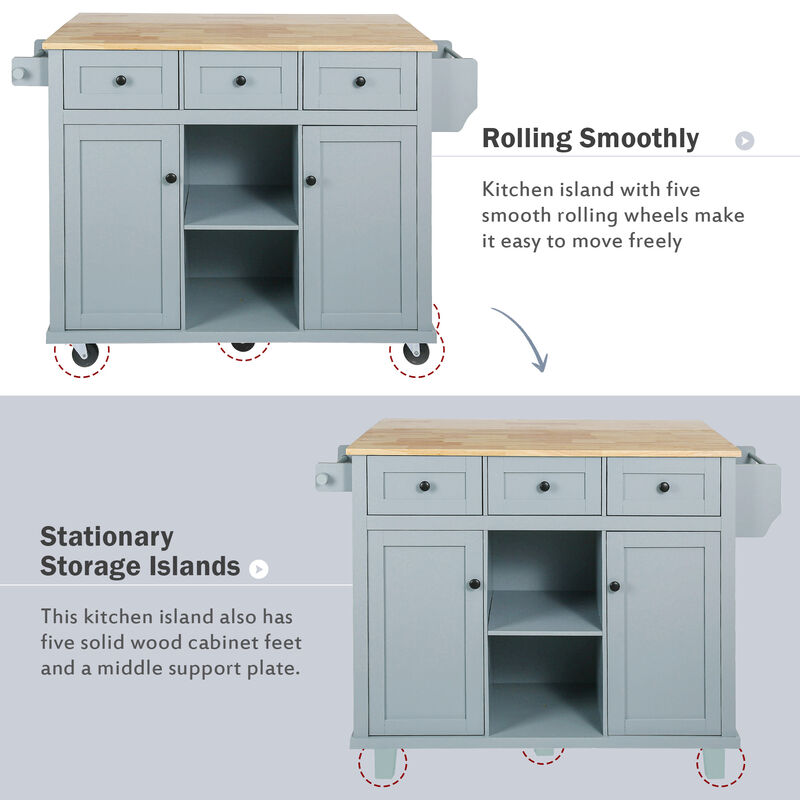 Merax Kitchen Cart on 5 Wheels with Storage Cabinet