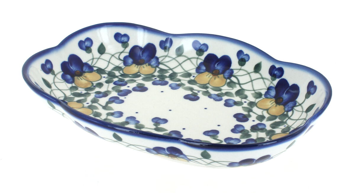 Blue Rose Polish Pottery Lavender Fields Scallop Dish