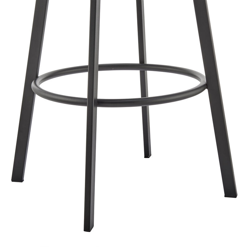 Noran Swivel Stool in Black Metal with Grey Faux Leather