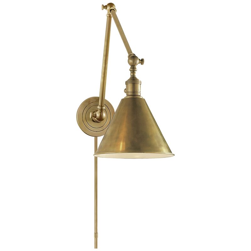 Boston Functional Double Arm Library Light in Antique Brass